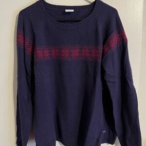 Columbia Navy Sweater with Red Pattern